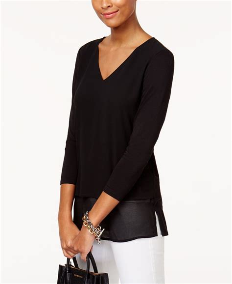 michael kors women blouse|Michael Kors layered look top.